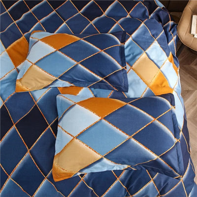 Navy Blue and Yellow Duvet Cover