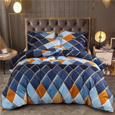 Navy Blue and Yellow Duvet Cover