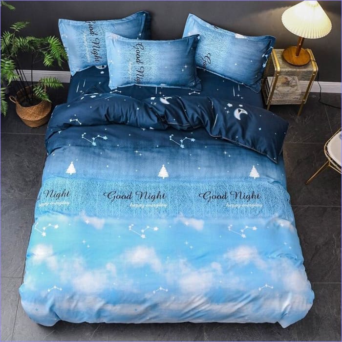 Good Night Blue Duvet Cover