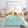 Floral Blue Duvet Cover With Light Pink Roses