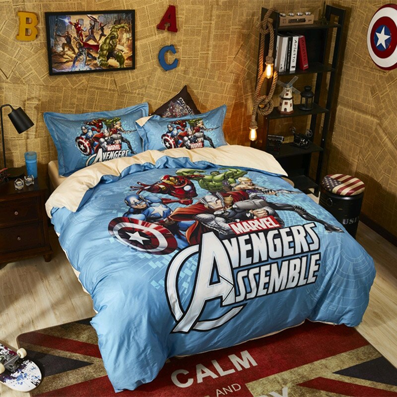 Blue Duvet Cover Marvel Avengers 100% Cotton