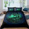 Blue and Green Viking Boat Duvet Cover