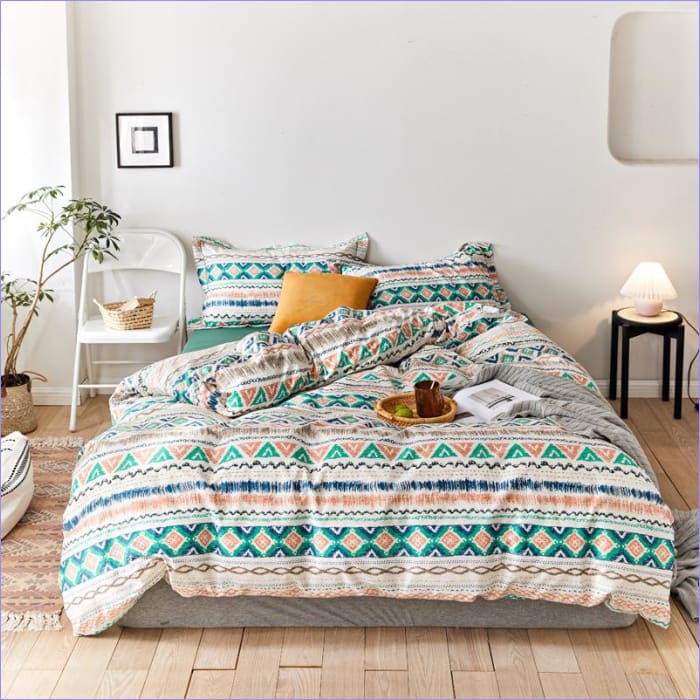 Bohemian Green and Brown Duvet Cover