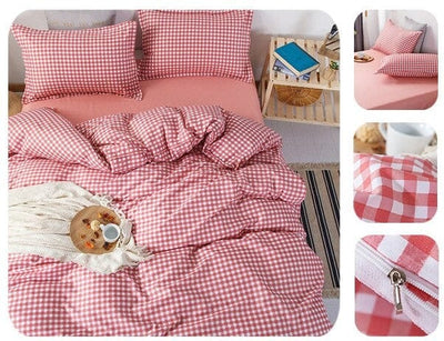 Red and White Checkered Duvet Cover