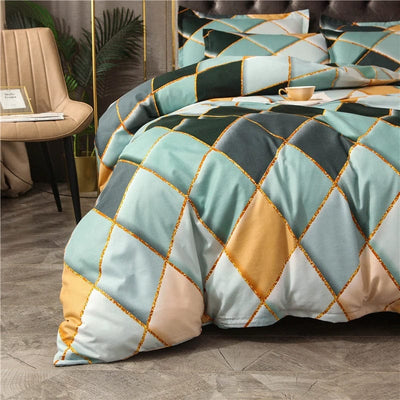 Green and Yellow Checks Duvet Cover