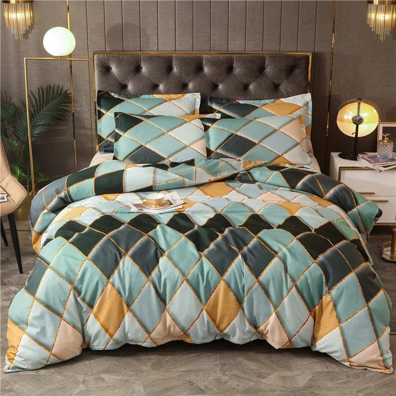 Green and Yellow Checks Duvet Cover