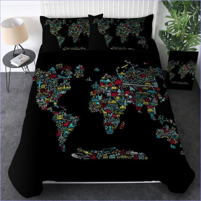 World Map Duvet Cover