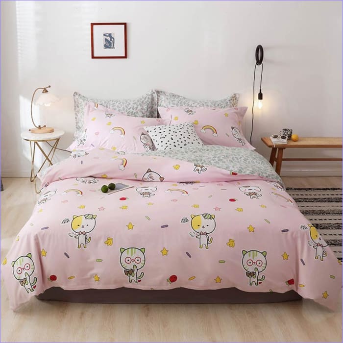 Pink Cat Duvet Cover