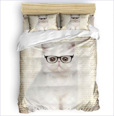 Cat with Glasses Duvet Cover