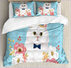 Cat in the Flowers Duvet Cover