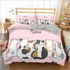 Pink Manga Cat Duvet Cover