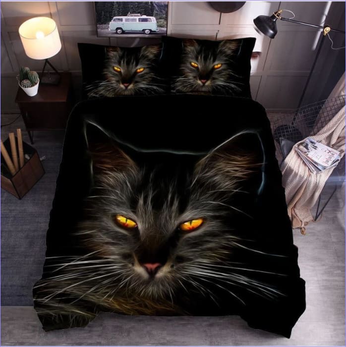 Black Cat Drawing Duvet Cover