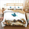 Blue Butterfly Cat Duvet Cover