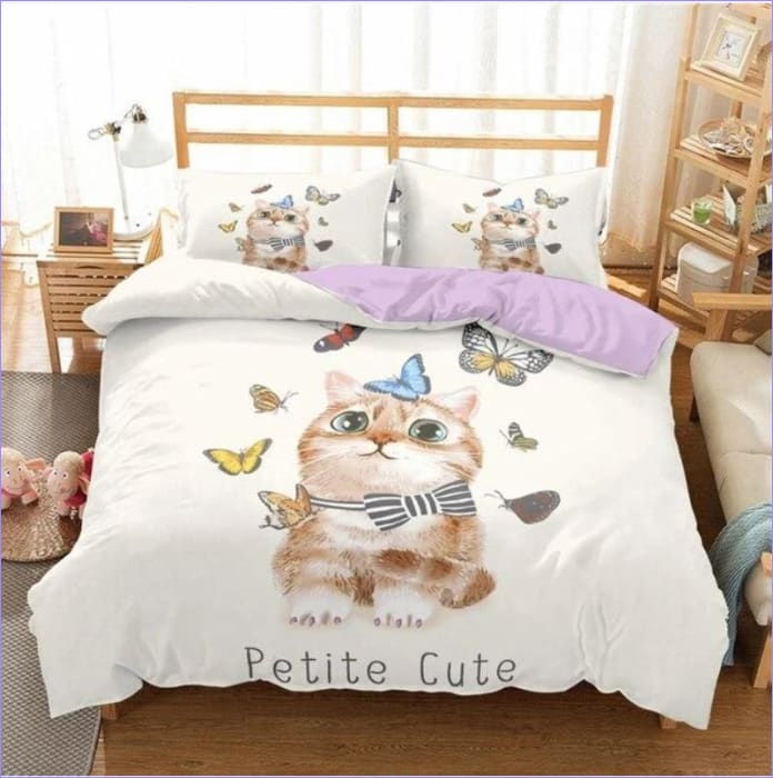 Butterflies Kitten Duvet Cover