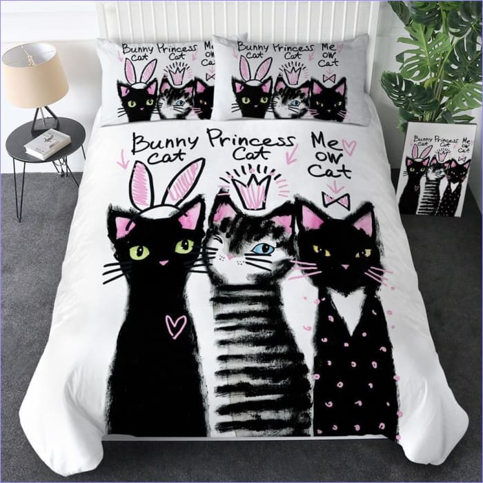 Trio Black Kittens Duvet Cover