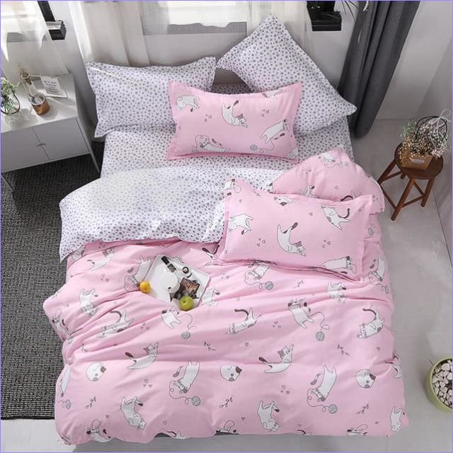 Pink Multiple Cats Duvet Cover