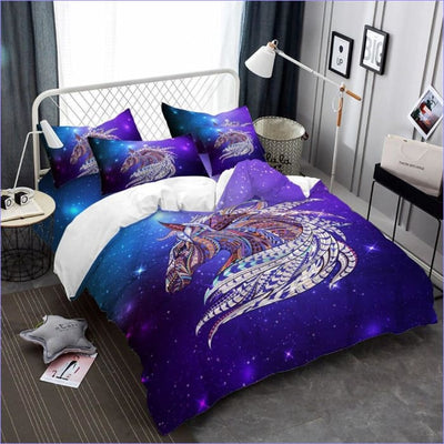 Purple Drawing Horse Duvet Cover