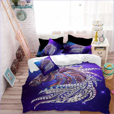 Purple Drawing Horse Duvet Cover