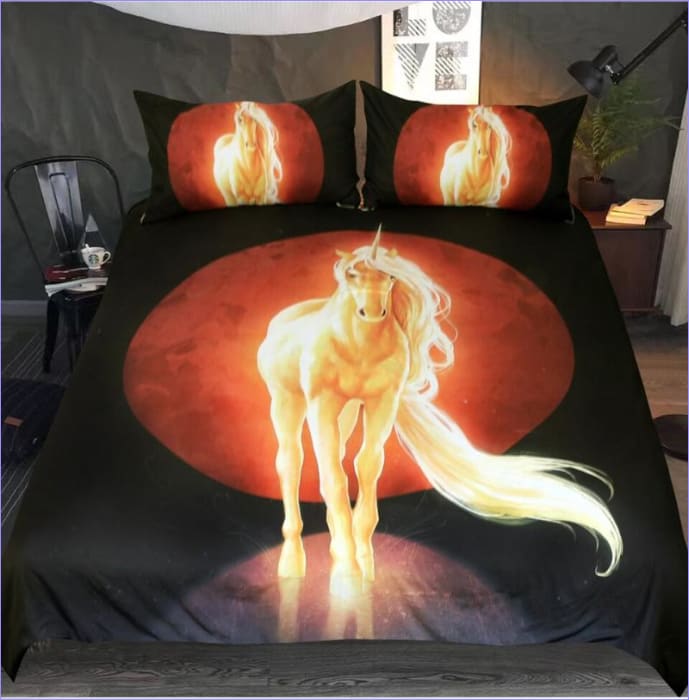 Red Moon Horse Duvet Cover