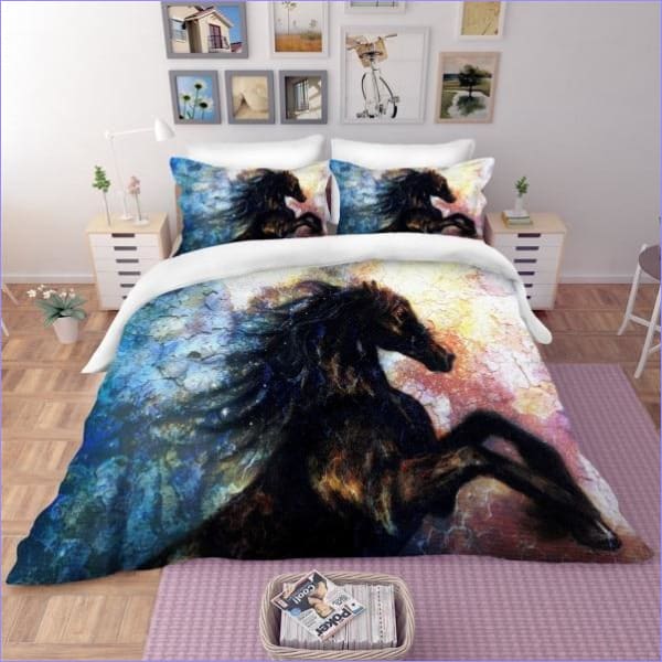 Impressionist Black Horse Duvet Cover