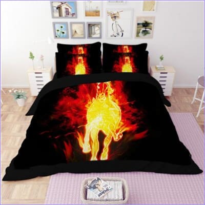 Flaming Horse Duvet Cover