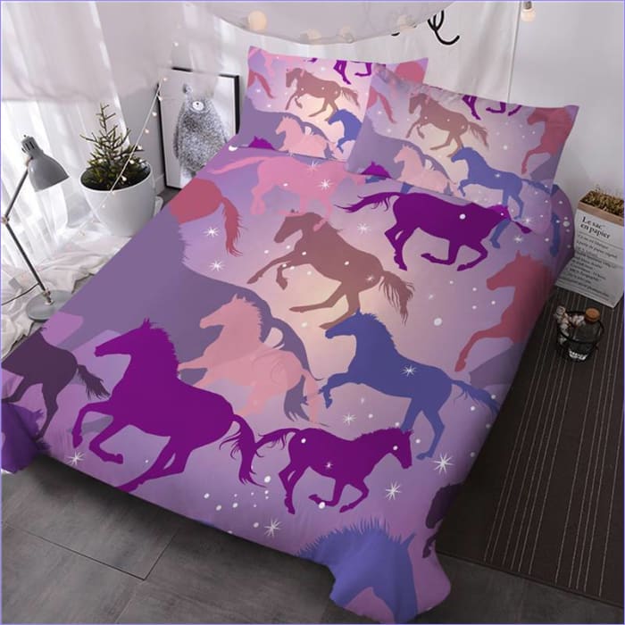 Multiple Pink Horses Duvet Cover