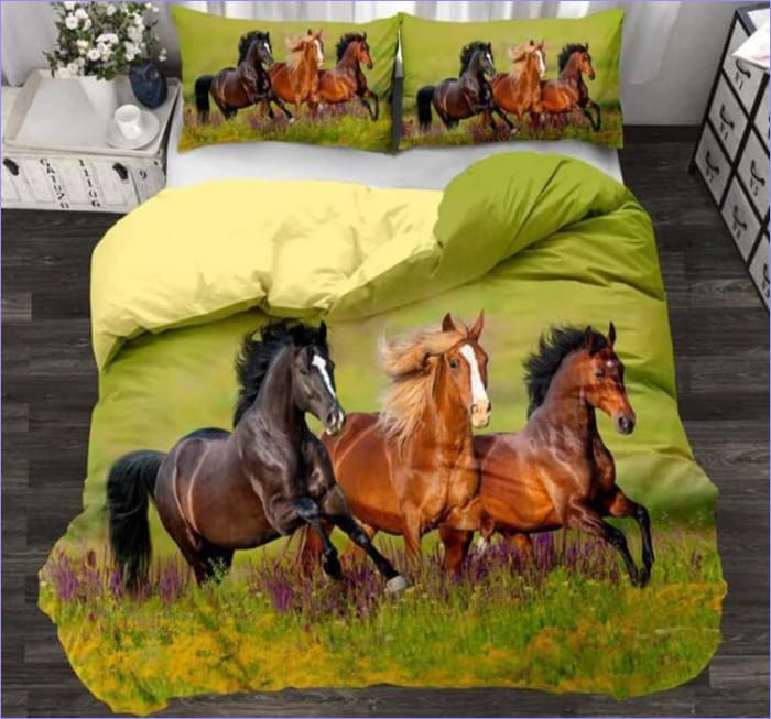 Horses and Meadow Duvet Cover