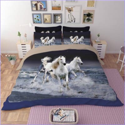 Horses on the Beach Duvet Cover