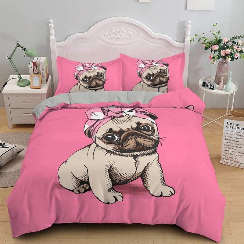 Pink Dog Duvet Cover