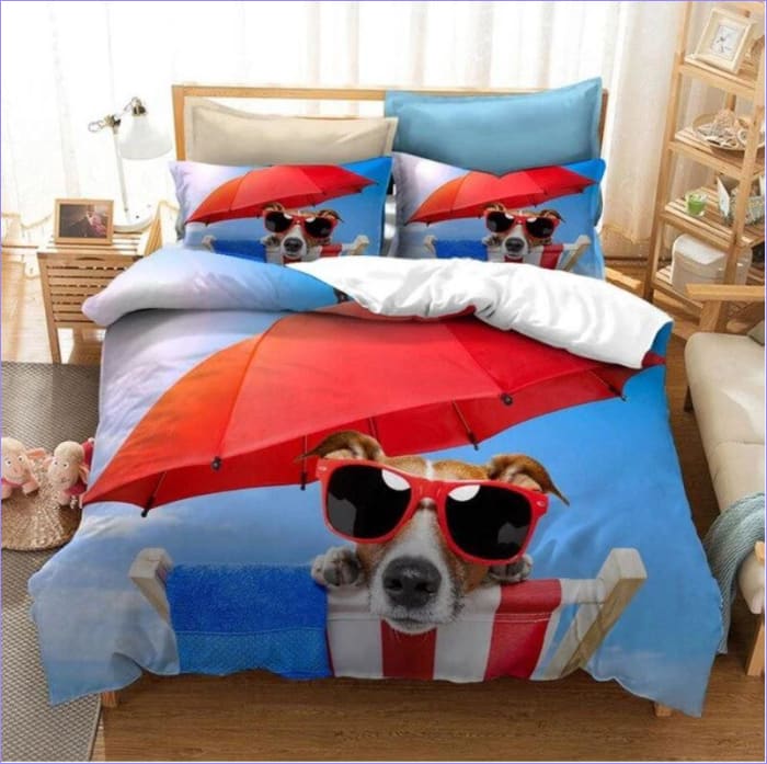 Dog at the Beach Duvet Cover