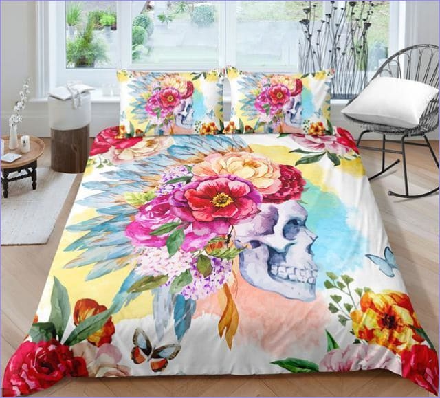 Floral Indian Crane Duvet Cover