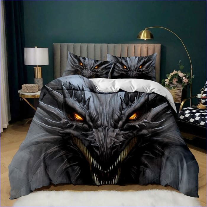 Gray Dragon Duvet Cover