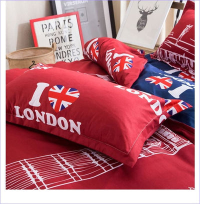 Red and Blue London Kids Duvet Cover