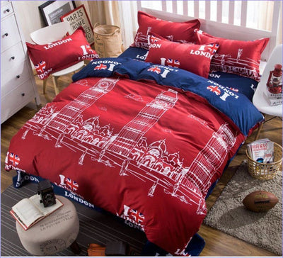 Red and Blue London Kids Duvet Cover