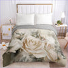 White Rose Floral Duvet Cover