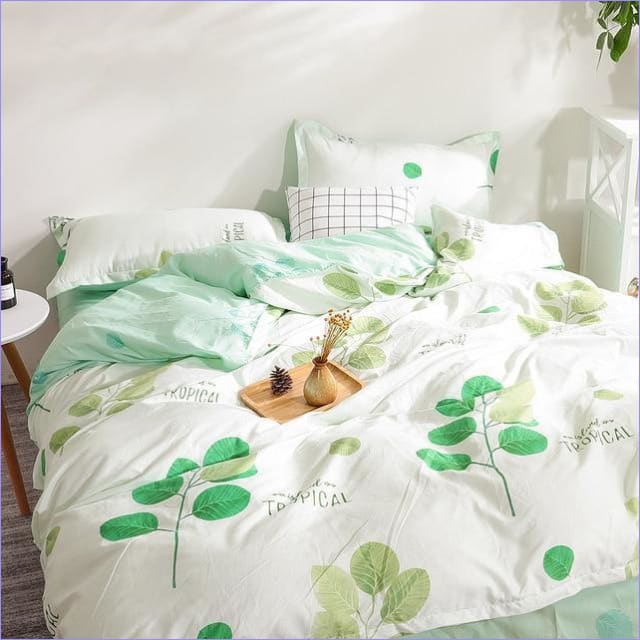 White Tropical Floral Duvet Cover