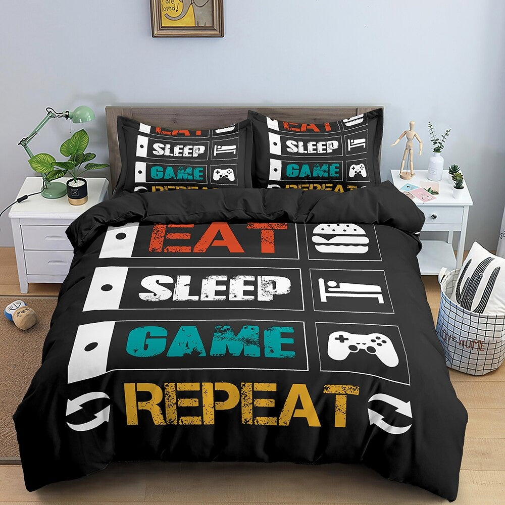 Gamer Eat Sleep Game Bettbezug