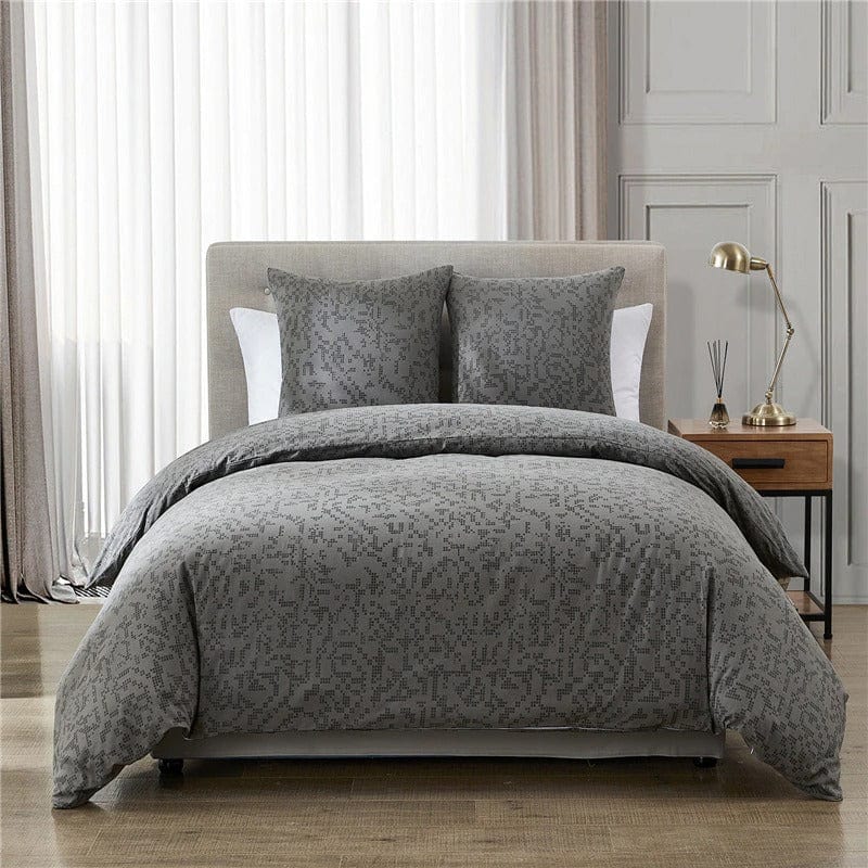 Gray Geometric Duvet Cover