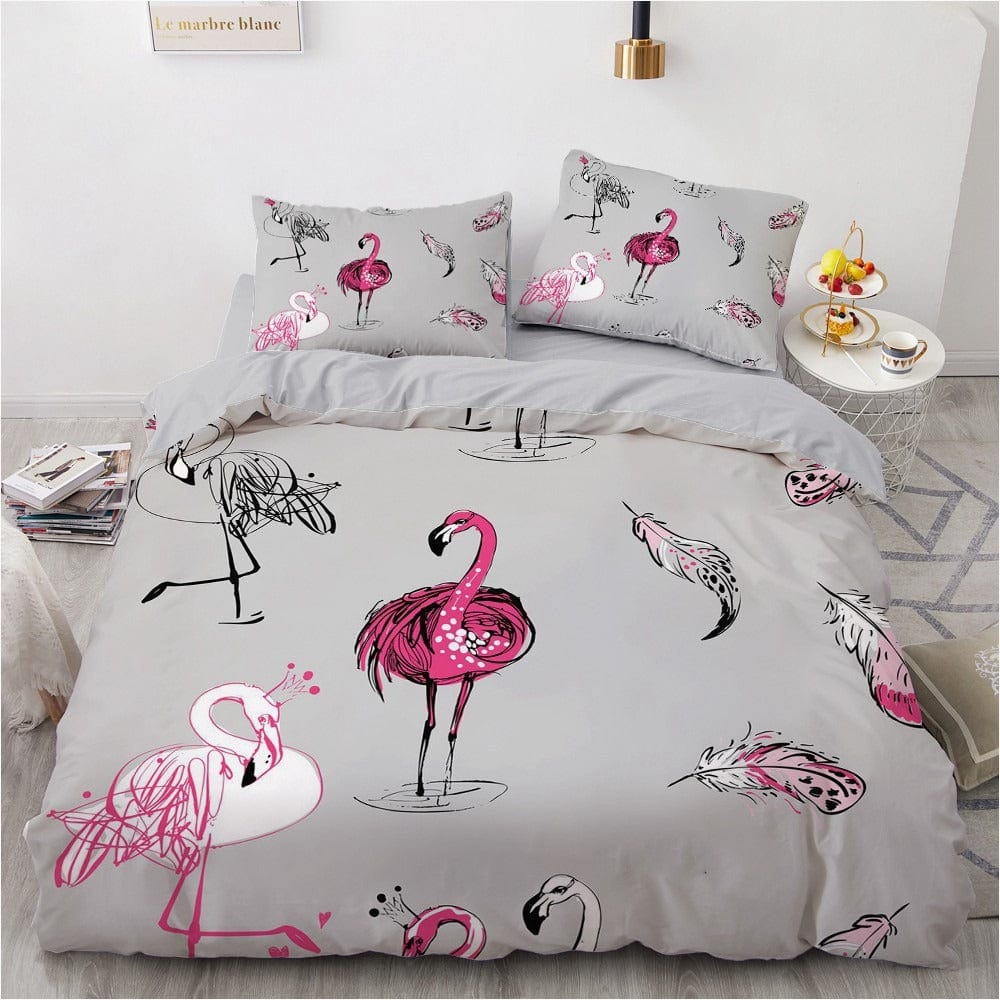 Flamingo Child Gray Duvet Cover