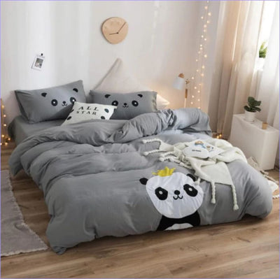 Panda Le King Gray Duvet Cover