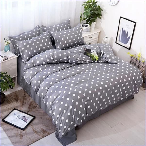 Gray Duvet Cover with White Dots