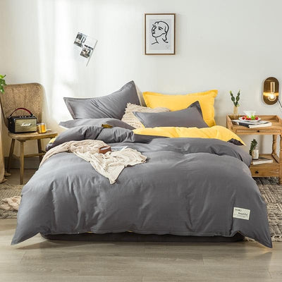 Gray and Mustard Yellow Duvet Cover