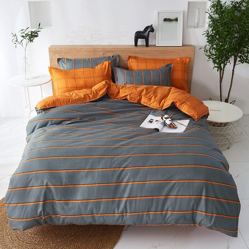 Gray and Orange Duvet Cover