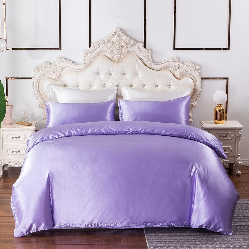 Imitation Silk Plain Duvet Cover Mauve