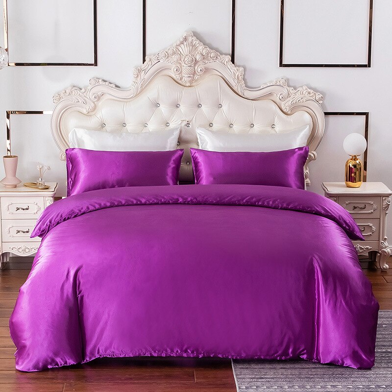 Purple Imitation Silk Duvet Cover