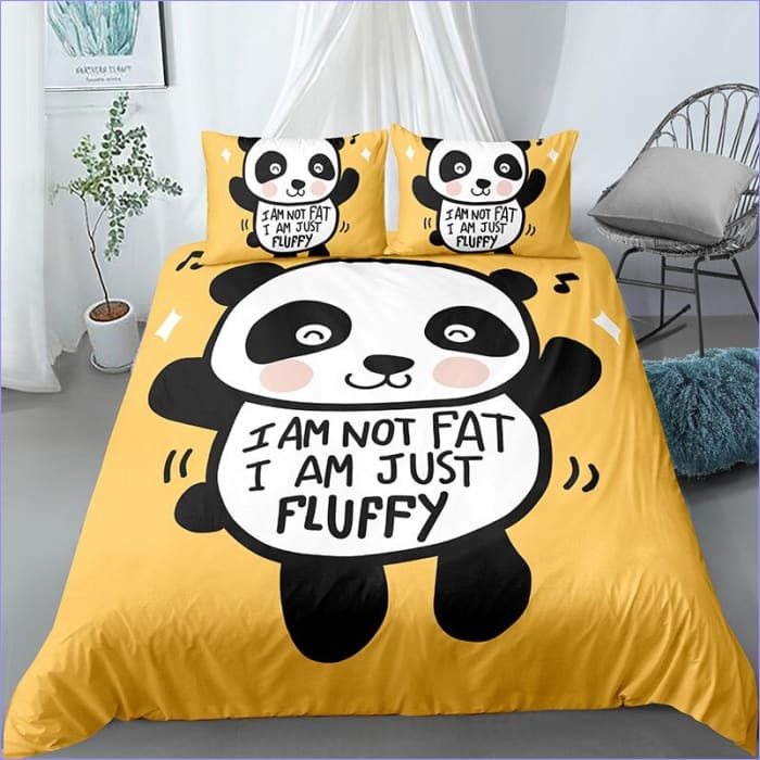 Fat Panda Yellow Duvet Cover