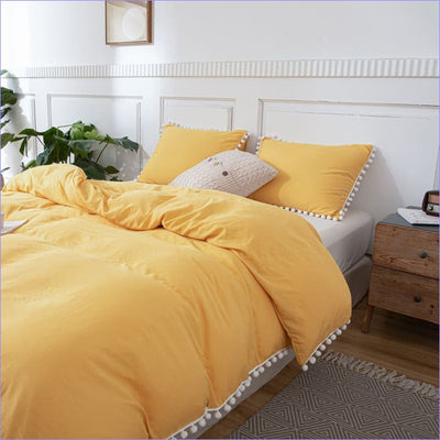 Pompoms Yellow Duvet Cover