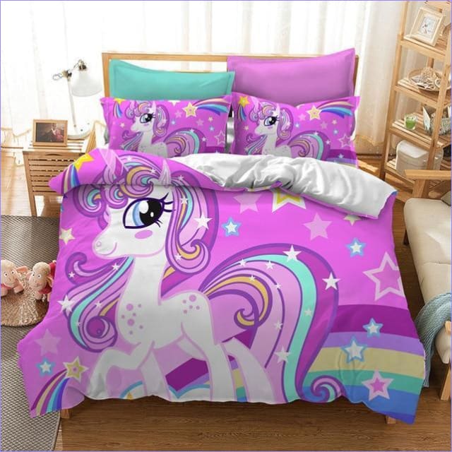 Rainbow Pony Pink Unicorn Duvet Cover