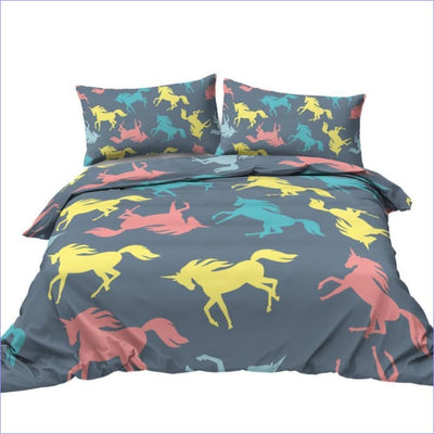 Multicolored Unicorns Duvet Cover