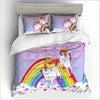 Duvet cover Unicorns playing under a rainbow